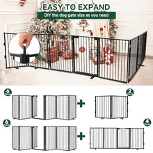 Load image into Gallery viewer, Snagle Paw Full Metal Freestanding Dog Gate with Door, 120” W x 24” H Pet Gate with Support Feet for Doorways, Stairs and Hallways, Portable Dog Fence for Indoor Use(24" 6 Panel, Black)
