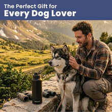 Load image into Gallery viewer, Dog Water Bottle for Dog Lovers - 32 oz Stainless Steel Double Wall Insulated Water Bottle with 8 oz Detachable Bowl on Bottom for Doggy Mom &amp; Dad for Hiking, Walks, Travel - Black
