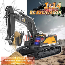 Load image into Gallery viewer, 22 Channel Remote Control Excavator, 1/14 Scale RC Excavator Metal Shovel Independent Arms
