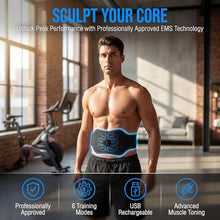 Load image into Gallery viewer, Ruszoaer FDA Cleared ABS Stimulator Muscle Toner, Ab Machine, Portable Abdominal Belt, Electronic Pulse Massager, Home Office Fitness Belt Workout Equipment (Black Blue)
