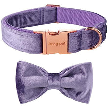 Load image into Gallery viewer, ARING PET Bowtie Dog Collar-Velvet Dog Collars with Removable Bowtie, Cute &amp;Comfortable Purple Dog Collar,X-Small.
