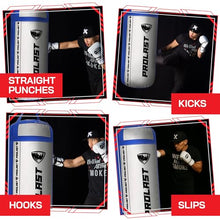 Load image into Gallery viewer, PROLAST 4Ft 135Lb XL Heavy Punching Boxing Bag for Adults, MMA, Martial Arts, Muay Thai, Kicking, Strength Training Equipment, Filled, New Edition Logo, White and Blue
