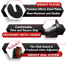 Load image into Gallery viewer, Keppi Adjustable Dumbbells Set-25lb Pair, Anti-Slip Metal Fast Adjust Weight Handle, Exercise &amp; Fitness for Full Body Workout -DBA25(Pair)
