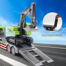 Load image into Gallery viewer, Fistone RC Semi-Trailer Truck &amp; Excavator Toy Set, 1:12 Scale with Sound and Lights, 2.4Ghz Remote Control Flatbed Truck and Excavator Toys for Boys 6-12 Years Old
