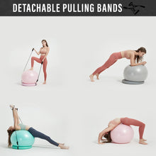Load image into Gallery viewer, NEUMEE Yoga Ball Chair with 65cm Exercise Ball &amp; 2 Resistance Bands (Grey)
