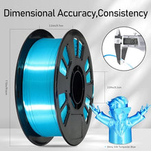 Load image into Gallery viewer, DO3D Silk Peacock Blue PLA Satin Shiny 3D Printer Filament, 1.75mm Diameter 1kg Spool 2.2lbs for FDM 3D Printers
