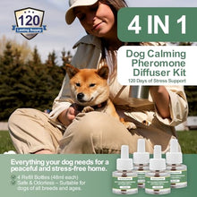 Load image into Gallery viewer, Dog Calming Pheromone Diffuser Refills, 4 Pack 48ml, Helps Dogs Relieve Anxiety, Reduce Stress, Aggression, Barking, Chewing, Scratching, Supports Dogs Travel, Vet Visits, Separation, Loud Noises
