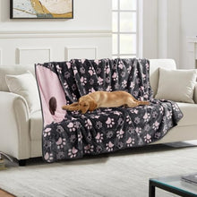 Load image into Gallery viewer, Gowyeg Dog Blankets for Large Dogs,Washable Pet Blanket, Soft Crate Bed with Paw Pattern for Kennel/Couch, Grey &amp; Pink 80x60 Inch
