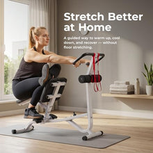 Load image into Gallery viewer, Sunny Health &amp; Fitness Full Body Stretch Machine for Home, Back Stretcher &amp; Flexibility Trainer with Pivoting Seat, Foam Rollers, Safety Straps &amp; SunnyFit App - SF-BH621802
