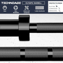 Load image into Gallery viewer, TECHNOAGE 7FT Olympic Barbell, 40LB Olympic Weight Bar with 2-Inch Sleeves-Black
