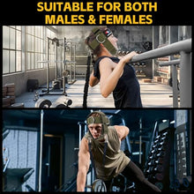 Load image into Gallery viewer, Fitness Neck Head Harness Trainer, Adjustable Chin Strap and Head Harness Strength with 30 Lb Resistance Bands, Neoprene Neck Exerciser for Weight Lifting, Home and Gym Use, Green
