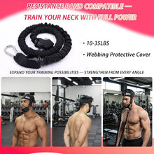 Load image into Gallery viewer, Adjustable Neck Harness with Pulley System &amp; Resistance Bands – Multi-Directional Neck Weight Lifting Training for Strength, Stability &amp; Posture – Padded Head Strap for Athletes &amp; Fitness
