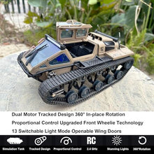 Load image into Gallery viewer, WPLDEWAN RC Tank Car 1/16 Scale Remote Control Tank Off Road RC Crawler 4WD RTR 360°Rotating Drifting Dual Motor Gearbox
