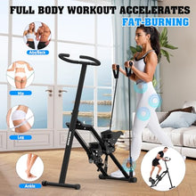 Load image into Gallery viewer, HIKEDIN Stair Stepper Vertical Stair Master with Optional Resistance Bands Adjustable Handlebar &amp; Pedals Climber Exercise Machine for Full-Body Workout, New Version (Black)
