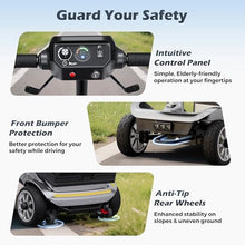 Load image into Gallery viewer, 4-Wheel Mobility Scooter for Adults – Foldable Portable Motorized Scooters with 330lbs Capacity, Detachable Battery, Dual Baskets, Cup &amp; Phone Holder, Silver
