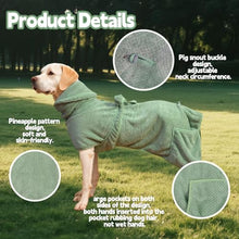 Load image into Gallery viewer, Super Absorbent Dog Bathrobe Pineapple Soft Fast Drying Dogs Towel Robe Adjustable Drying Coat for After Bath with Hood (Pineapple Green, X-Large)
