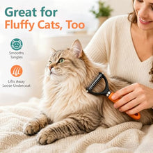Load image into Gallery viewer, Dog Brush and Cat Deshedding Rake, Pet Grooming Tool for Shedding with Rounded Stainless Steel Teeth, Comfortable Grip for Long or Thick Coats (Green)
