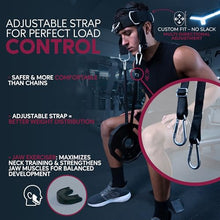 Load image into Gallery viewer, ALKYRIA Neck Harness Weight Lifting Trainer - Adjustable Neck Exerciser &amp; Strengthener for Gym, Boxing, and Home Training - Padded Head Harness with Bonus Jaw Exerciser &amp; Mesh Bag
