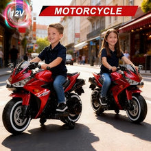 Load image into Gallery viewer, 12V Electric Ride On Motorcycle for Kids, Training Wheels, Full Hand Drive Motorbike Toy, Perfect for Boys and Girls (3-8 Yrs) (RED)
