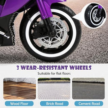 Load image into Gallery viewer, 12V Kids Electric Motorcycle, on Car LED Lights, Music Player &amp; Horn with Training Wheels
