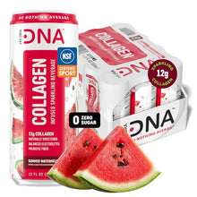 Load image into Gallery viewer, HYDRADNA- Sparkling Liquid Collagen Protein Water Drink Balanced Nutrients for Wellness - Sugar-Free - Keto-Friendly - No Gluten (12 Pack) Watermelon
