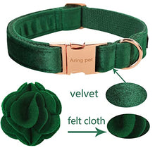 Load image into Gallery viewer, ARING PET Velvet Dog Collars, Dark Green Soft Pet Collar with Detachable Felt Flower Metal Buckle for Puppy Small Medium Large Boy Girl Dogs-XL
