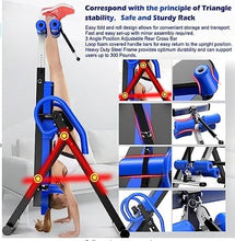 Load image into Gallery viewer, ChronosGear 330.7lbs Load Capacity Inversion Table, Adjustable Ab Trainer Machine with 4 Inverted Gear, Strength Training Inversion Equipment for All Ages from 4.27-6.07ft in Height (Black+Blue)
