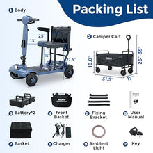 Load image into Gallery viewer, MIHAYO 4 Wheel Mobility Scooter for Seniors&amp;Adults- 24 Miles Range, Foldable Powered Electric Wheelchair Device w/Dual 288WH Batteries, 112 L Basket, 280 lb Capacity, Compact, Blue
