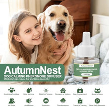 Load image into Gallery viewer, Dog Calming Pheromone Diffuser Refills, 4 Pack 48ml, Helps Dogs Relieve Anxiety, Reduce Stress, Aggression, Barking, Chewing, Scratching, Supports Dogs Travel, Vet Visits, Separation, Loud Noises
