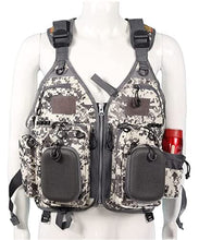 Load image into Gallery viewer, JKSPORTS Fly Fishing Vest Fishing Safety Life Jacket for Swimming Sailing Boating Kayak Floating Multifunction Breathable Backpack for Men and Women Kayak Vest Swim Vest (White Camouflage,with Foam)
