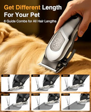 Load image into Gallery viewer, Dog Clippers for Grooming, Dog Grooming Kit for Heavy Thick Hair, Low Noise Cordless Pet Hair Trimmer with Stainless Steel Blade, Professional Rechargeable Hair Trimmer for Dogs and Cats L-Sliver
