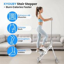 Load image into Gallery viewer, Stair Stepper for Home,Vertical Climber Step Machine with Stable Triangular Frame, 3-Level Resistance &amp; Pedal Adjustment,LCD Monitor, Device Holder, Detachable Handrail, 300 LBS White
