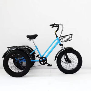Mountain Tricycle for Adults, 7 Speed Three Wheel Bicycles, 20 Inch Fat Tire Off Road Tricycles Trikes