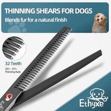 Load image into Gallery viewer, Ethyxe 7-Inch Dog Grooming Scissors Set, 4-in-1 Pet Shears Kit with Straight, Curved, Thinning &amp; Chunkers, Includes Comb for Home &amp; Professional Grooming
