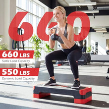 Load image into Gallery viewer, Goplus 3-in-1 Aerobic Step Platform, 600 LBS Adjustable Exercise Stepper with 4-Level Risers-(Red)
