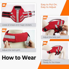 Load image into Gallery viewer, LeLePet Dog Life Jacket, High Flotation Swim Vest for Dogs M Red
