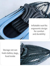 Load image into Gallery viewer, Nuwani 9ft Inflatable Fishing Kayak, 1-Person Foldable Boat, 220lb Capacity with Aluminum Oars, High Output Pump, Adjustable Seat, Removable Fins, Cargo Net for Adults, Lakes, Rivers and Fishing
