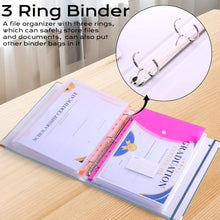 Load image into Gallery viewer, XKDOUS Important Document Organizer with 9 Pockets, Aesthetic Folio Folders 3-Ring Accordion Storage Binders Linen Expanding File Folder for A4 Papers, Documents and Files
