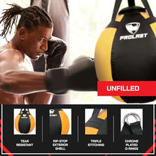 Load image into Gallery viewer, PROLAST Wrecking Ball Heavy Punching Bag for Adults, Hook and Uppercut, Body Snatcher, Boxing, MMA, Muay Thai Training Equipment, Unfilled, 65 lbs, Rhino Yellow
