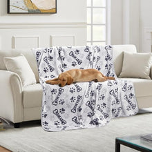 Load image into Gallery viewer, Gowyeg Dog Blankets for Large Dogs Upgraded, Dog Cat Flannel Blankets Washable, Cute Bone Paw Print Blanket for Bed Cover, Couch, Crate, 80x60 inch
