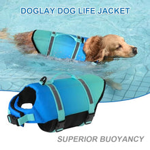 Load image into Gallery viewer, Doglay Dog Life Jacket, Life Vest for Swimming and Boating, Adjustable Puppy Life Jacket with Reflective Stripes, Superior Buoyancy Pet Swimming Vest for Small Medium and Large Dogs
