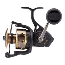 Load image into Gallery viewer, PENN Battle III Spinning Inshore/Nearshore Fishing Reel, HT-100 Front Drag, max of 25lb | 11.3kg, Made with Sturdy All-Aluminum Composition for Durability, 6000, Black Gold
