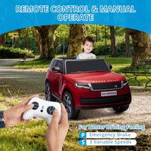 Load image into Gallery viewer, 24V Ride On Car, 2-Seater Licensed Land Rover with Parent Remote Control, 3 Speeds, Wireless Music, MP3 Player, Electric Car for Kids, Wine Red
