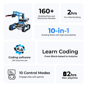 Ultimate 10 in 1 Robot Building Toys, Robotics Kit App Remote Control Robot Toys Compatible with Arduino C & Raspberry Pi