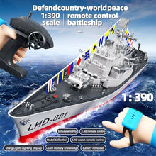 Load image into Gallery viewer, Ssccgym 23.6" Inch Remote Controlled Warship Battleship 10km/h 4WD 2.4G RC Controlled Ship 1:390 Scale On Water Lakes Pools
