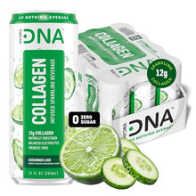 Load image into Gallery viewer, HYDRADNA- Sparkling Liquid Collagen Protein Water Drink Balanced Nutrients for Wellness - Sugar-Free - Keto-Friendly - No Gluten (12 Pack) Cucumber Lime
