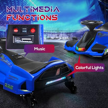 Load image into Gallery viewer, 12V Electric Go Kart, 5 MPH Drifting Car, Battery Powered Ride on Toy Outdoor with Slow Start, Blue

