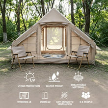 Load image into Gallery viewer, FORESTEP Inflatable Camping Tent with Stove Jack, 3-Min Setup 4 Person Blow Up Glamping Tent, 9.8' x 6.9' 6.6ft Standing Height, One-Piece Windproof Bug-Proof 3 Season Family Tent
