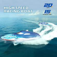 Load image into Gallery viewer, DEERC High-Speed RC Boat for Kids &amp; Adults, 20+ MPH Full Proportional Remote Control Shark Boat with LED Lights, 2.4GHz Racing Boat for Pools &amp; Lakes
