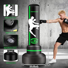 Load image into Gallery viewer, Freestanding Punching Bag with Gloves, 70'' Heavy Boxing Bag with Stand for Adult Teens, Standing Women Men Inflatable Kickboxing Bags for Beginners Training MMA Muay Thai Fitness

